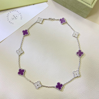 [Glow Jewelry Jewelry]CLOVER 10 MOTIFS  PURPLE VIOLET DIAMOND NECKLACE