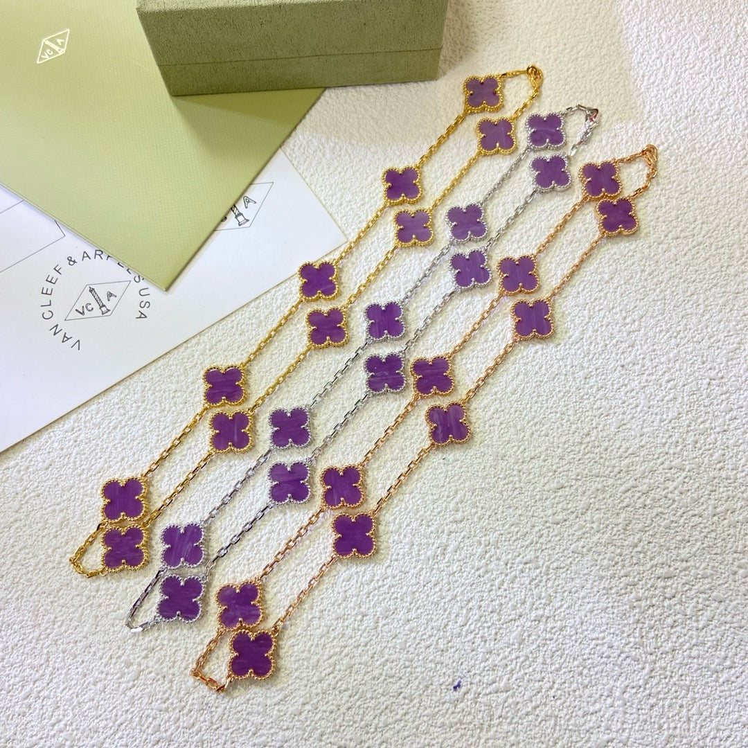 ¡®Glow Jewelry¡¯CLOVER 10 MOTIFS  PURPLE VIOLET  NECKLACE