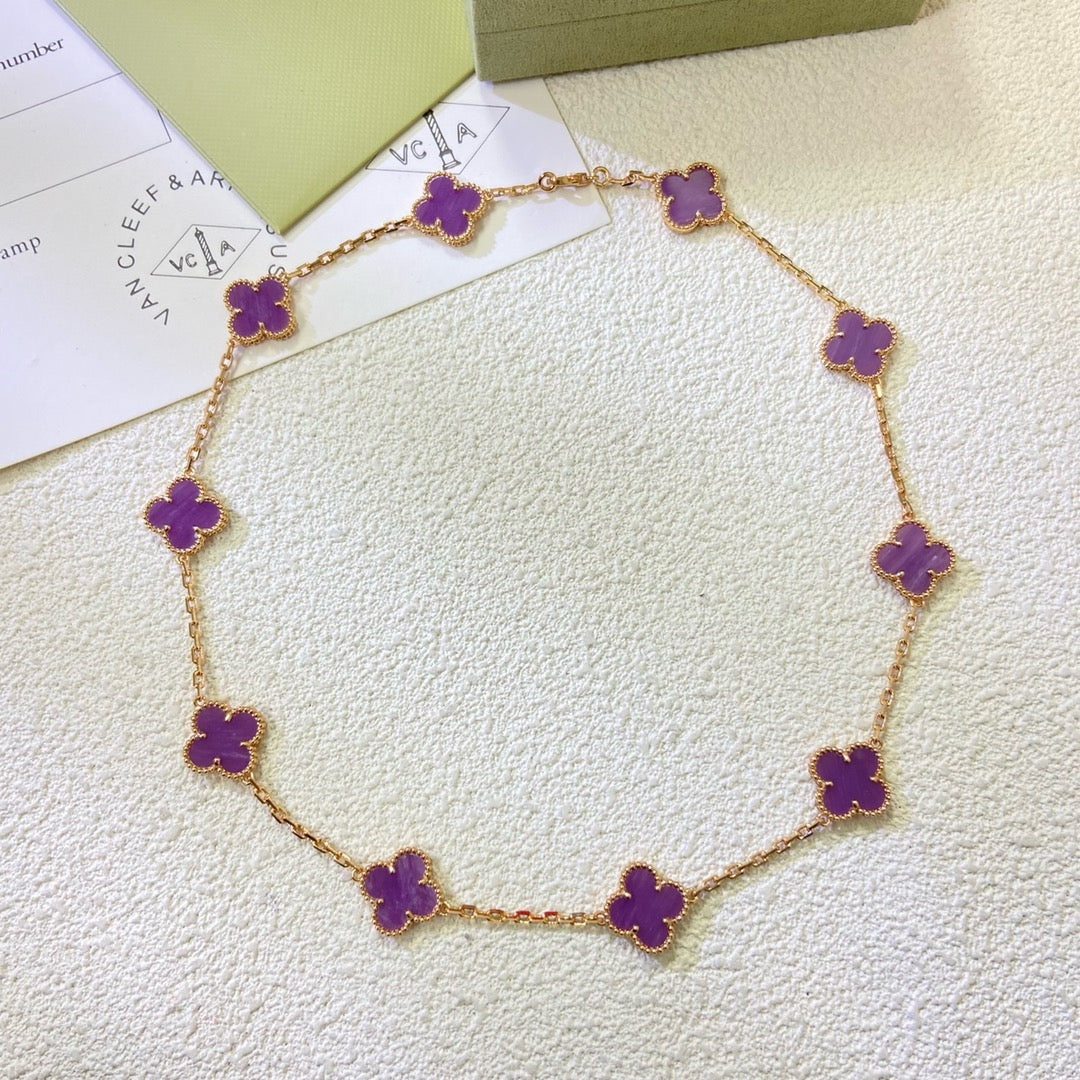 ¡®Glow Jewelry¡¯CLOVER 10 MOTIFS  PURPLE VIOLET  NECKLACE