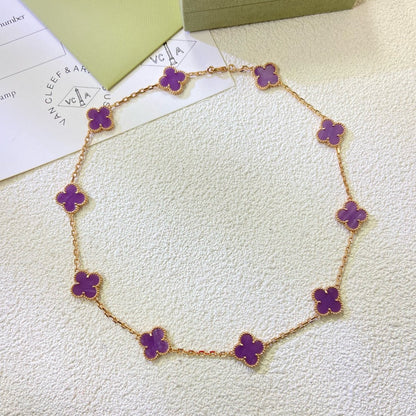 ¡®Glow Jewelry¡¯CLOVER 10 MOTIFS  PURPLE VIOLET  NECKLACE