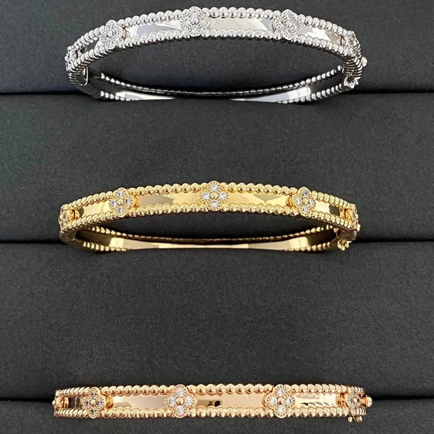 [Glow Jewelry]CLOVER BRACELET 4MM DIAMONDS