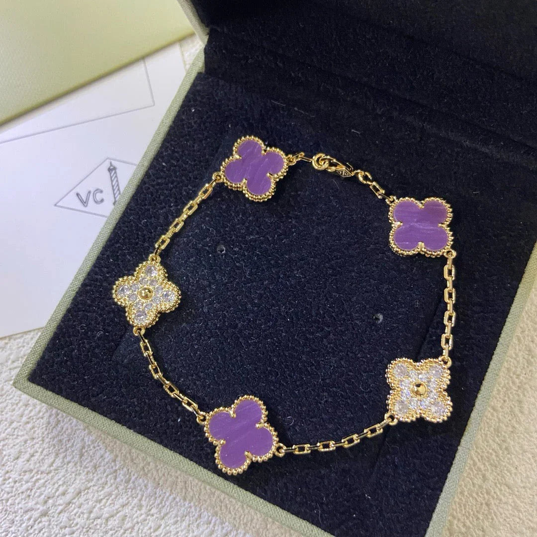 [Glow Jewelry]New  CLOVER 5 MOTIF VIOLET BRACELET COLLECTION