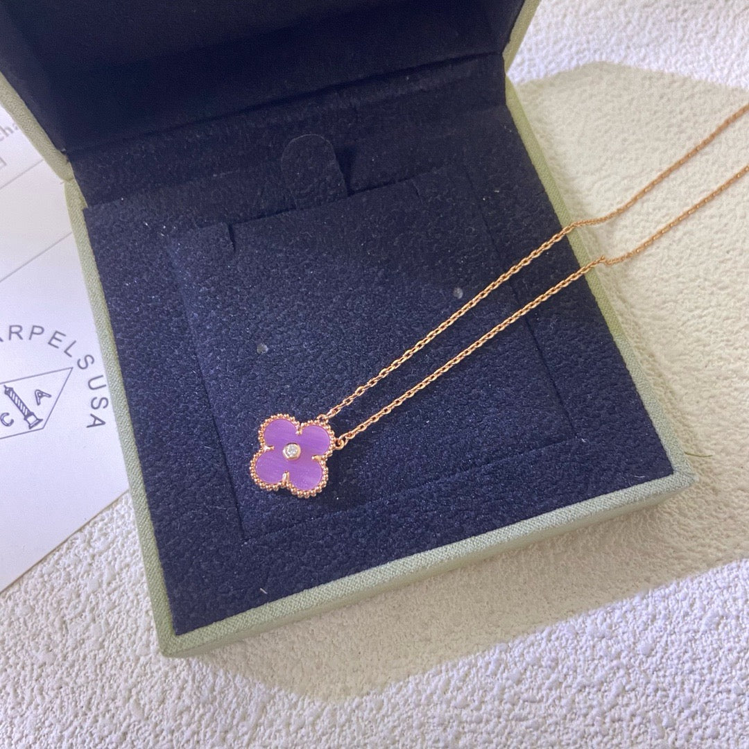 ¡®Glow Jewelry¡¯CLOVER 15MM DIAMOND  PURPLE VIOLET NECKLACE