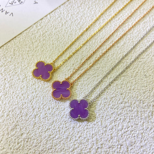 [Glow Jewelry Jewelry]CLOVER 15MM  PURPLE VIOLET NECKLACE