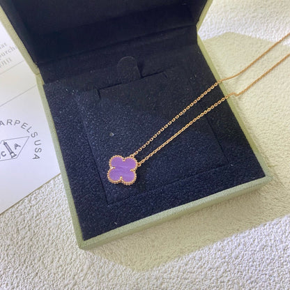 [Glow Jewelry Jewelry]CLOVER 15MM  PURPLE VIOLET NECKLACE