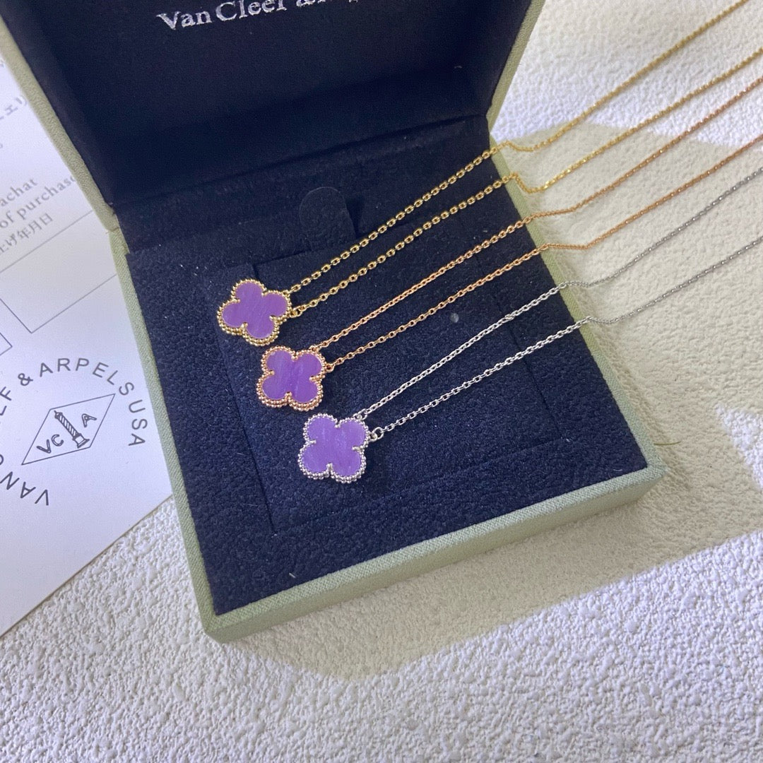 ¡®Glow Jewelry¡¯CLOVER 15MM  PURPLE VIOLET NECKLACE