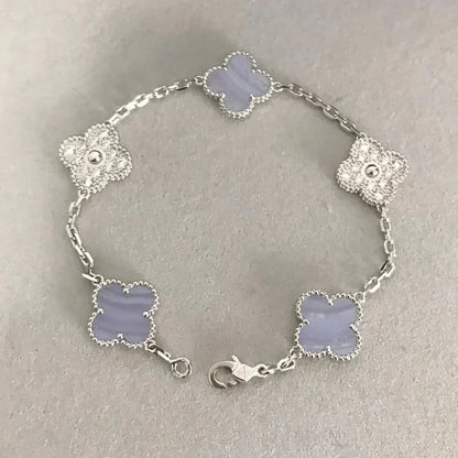 [Glow Jewelry]New  CLOVER 5 MOTIF PURPLE CHALCEDONY BRACELET COLLECTION