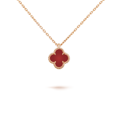 [Glow Jewelry]CLOVER MINI 9.5MM WHITE CARNELIANS NECKLACE