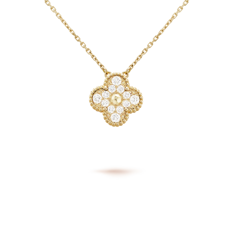 [Glow Jewelry]CLOVER 15MM DIAMOND SINGLE FLOWER NECKLACE