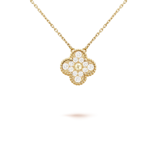[Glow Jewelry]CLOVER 15MM DIAMOND SINGLE FLOWER NECKLACE