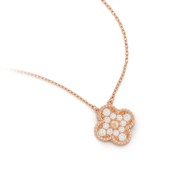 [Glow Jewelry]CLOVER 15MM DIAMOND SINGLE FLOWER NECKLACE
