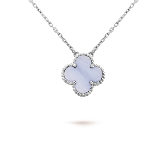 ¡®Glow Jewelry¡¯CLOVER 15MM BLUE CHALCEDONY NECKLACE SILVER