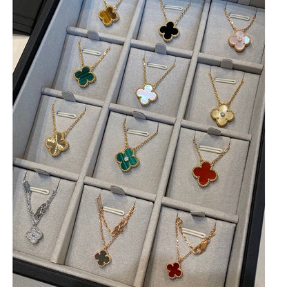¡®Glow Jewelry¡¯CLOVER 15MM BLACK ONYX SINGLE FLOWER NECKLACE