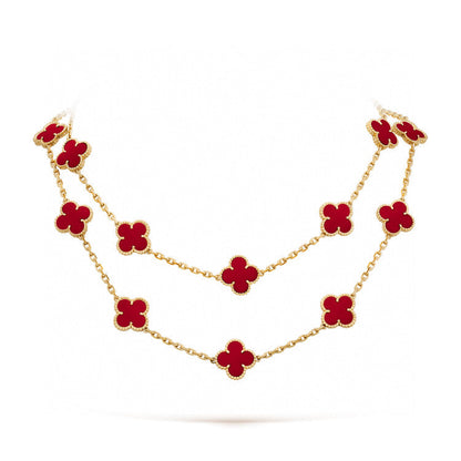 [Glow Jewelry]CLOVER 20 MOTIFS CARNELIAN NECKLACE