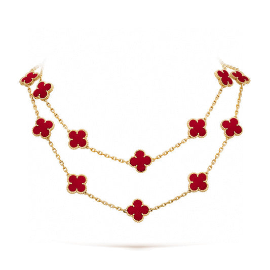 [Glow Jewelry]CLOVER 20 MOTIFS CARNELIAN NECKLACE