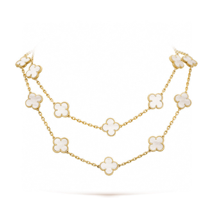 ¡®Glow Jewelry¡¯CLOVER 20 MOTIFS WHITE MOP NECKLACE