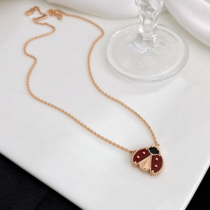 [Glow Jewelry]LUCKY  CARNELIANS LADYBUG NECKLACE