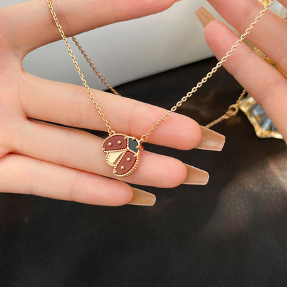 [Glow Jewelry]LUCKY  CARNELIANS LADYBUG NECKLACE