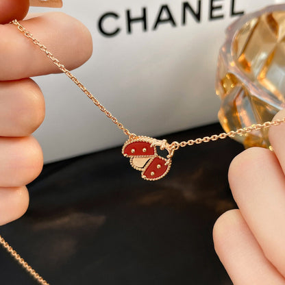 [Glow Jewelry]LUCKY  CARNELIANS LADYBUG NECKLACE