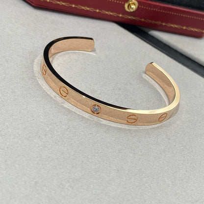 [Glow Jewelry]LOVE BRACELET 6.1MM 1 DIAMOND OPEN CUFF