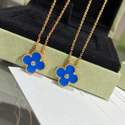 ¡®Glow Jewelry¡¯CLOVER 15MM DIAMOND AND BLUE AGATE NECKLACE