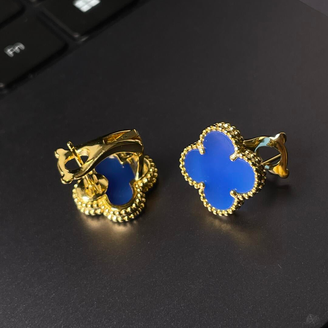 [Glow Jewelry] CLOVER LARGE (20mm) 1 MOTIFS BLUE MOP STUD EARRINGS