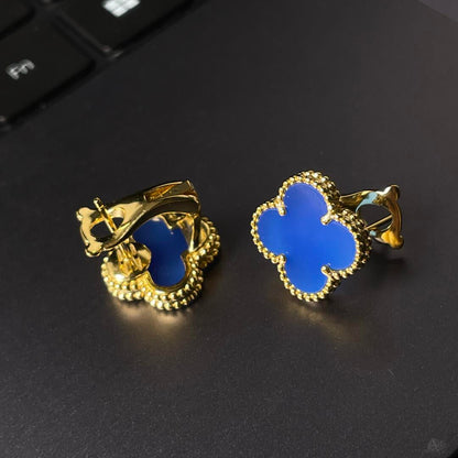 [Glow Jewelry] CLOVER LARGE (20mm) 1 MOTIFS BLUE MOP STUD EARRINGS
