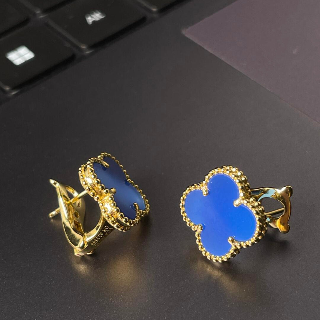 [Glow Jewelry] CLOVER LARGE (20mm) 1 MOTIFS BLUE MOP STUD EARRINGS