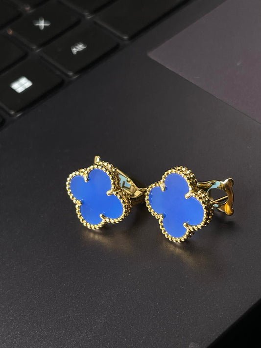 [Glow Jewelry] CLOVER LARGE (20mm) 1 MOTIFS BLUE MOP STUD EARRINGS