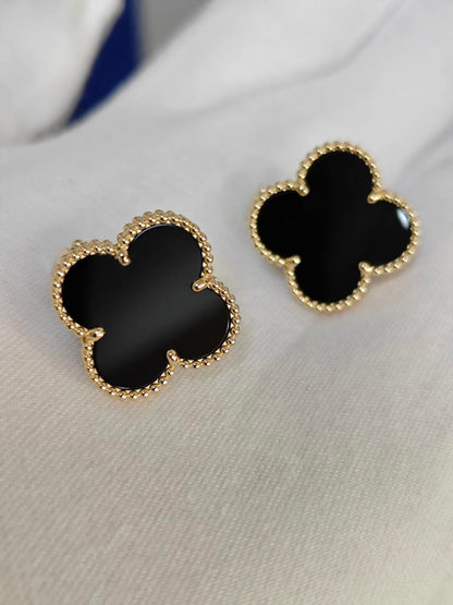 [Glow Jewelry]CLOVER 20MM BLACK MOP EARRINGS