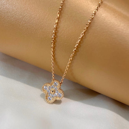 [Glow Jewelry]CLOVER 15MM DIAMOND SINGLE FLOWER NECKLACE