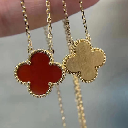 [Glow Jewelry]CLOVER 15MM CARNELIAN SINGLE FLOWER NECKLACE