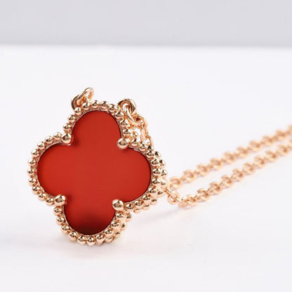 [Glow Jewelry]CLOVER 15MM CARNELIAN SINGLE FLOWER NECKLACE