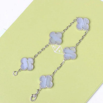 [Glow Jewelry]New  CLOVER 5 MOTIF PURPLE CHALCEDONY BRACELET COLLECTION
