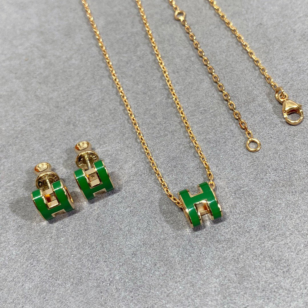 ¡®Glow Jewelry¡¯POP H GREEN NECKLACE SILVER AND GOLD