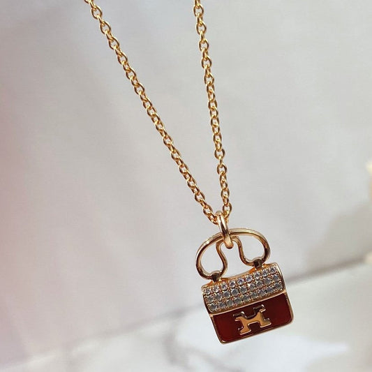 ¡®Glow Jewelry¡¯CONSTANCE RED PEDANT PINK GOLD NECKLACE
