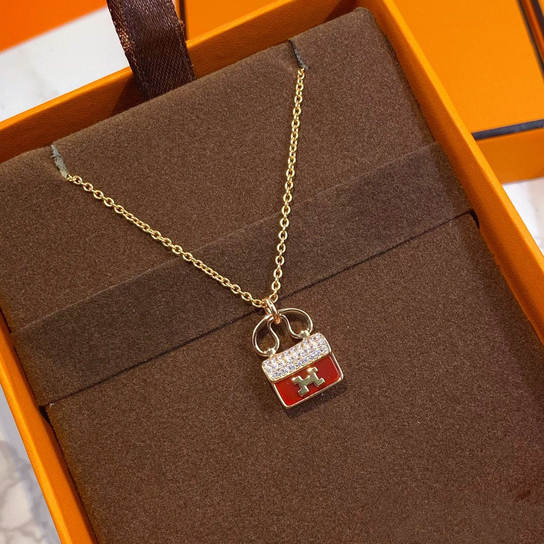 ¡®Glow Jewelry¡¯CONSTANCE RED PEDANT PINK GOLD NECKLACE