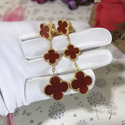 [Glow Jewelry]CLOVER 3 MOTIF CARNELIAN DROP EARRINGS