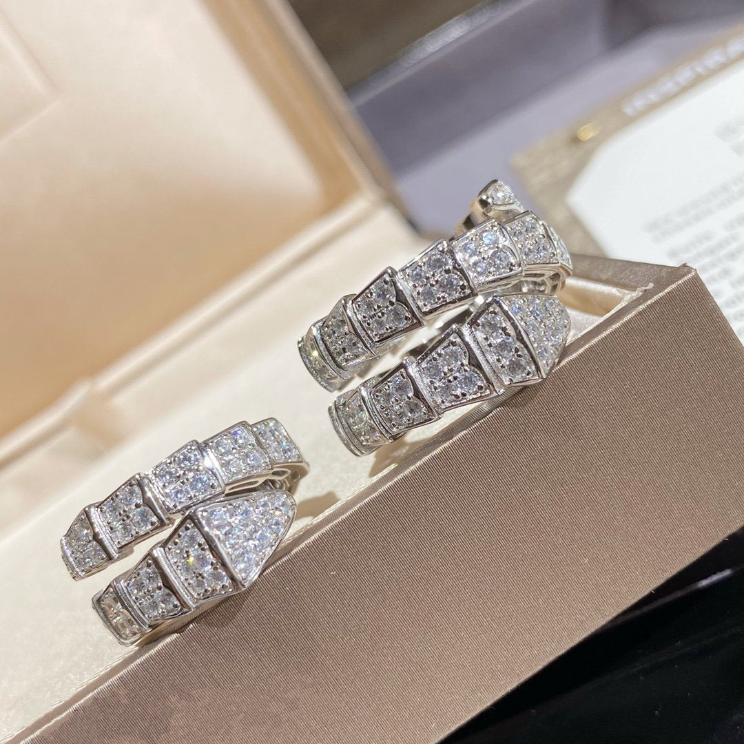 [Glow Jewelry]SERPENTI DOUBLE RING SILVER DIAMOND PAVED
