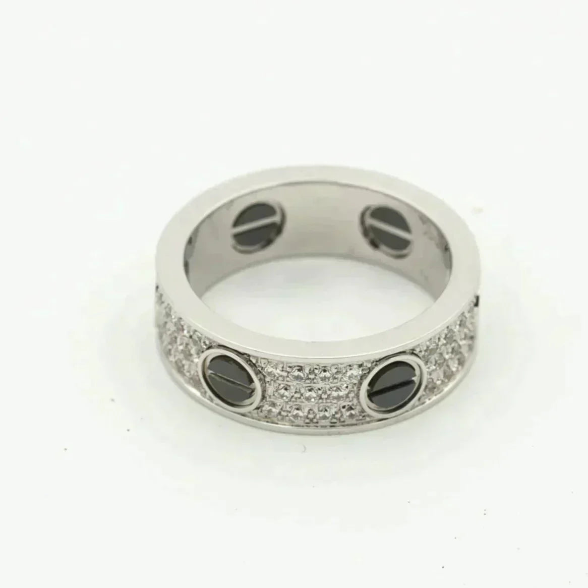 ®Glow Jewelry®ラブリング 5.5MM ダイヤモンド パヴェ セラミック