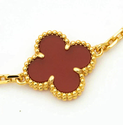 [Glow Jewelry] CLOVER 5 MOTIF RED CORNELIAN BRACELET COLLECTION
