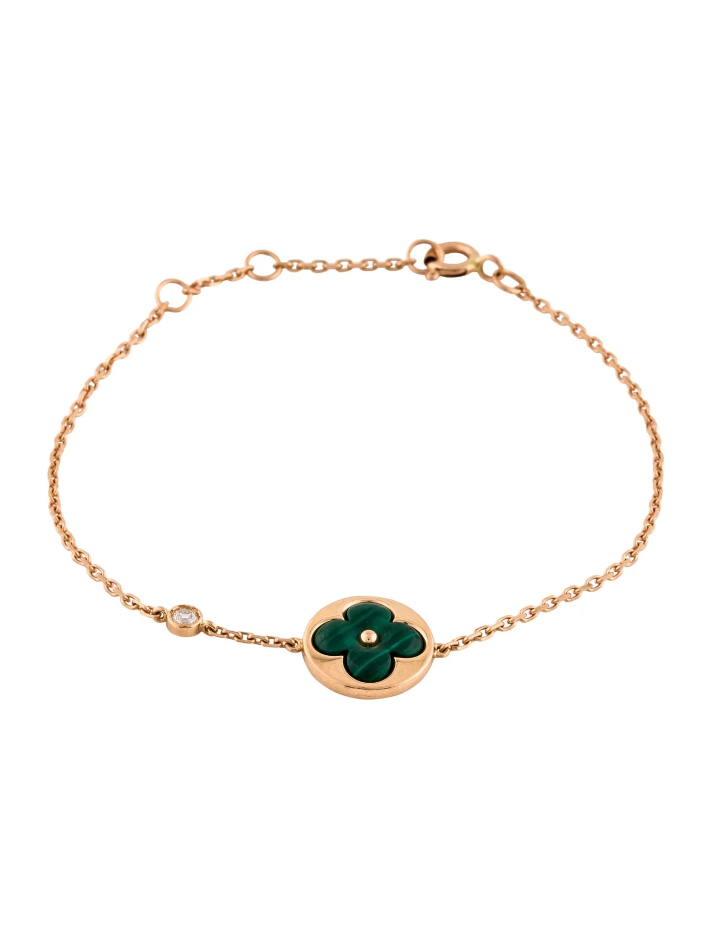 ¡®Glow Jewelry¡¯SUN MALACHITE 1 DIAMOND PINK GOLD BRACELET