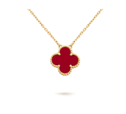 ¡®Glow Jewelry¡¯CLOVER 15MM CARNELIAN SINGLE FLOWER NECKLACE