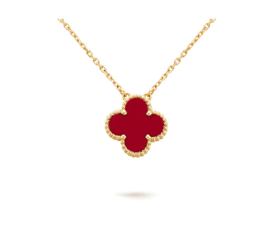 ¡®Glow Jewelry¡¯CLOVER 15MM CARNELIAN SINGLE FLOWER NECKLACE