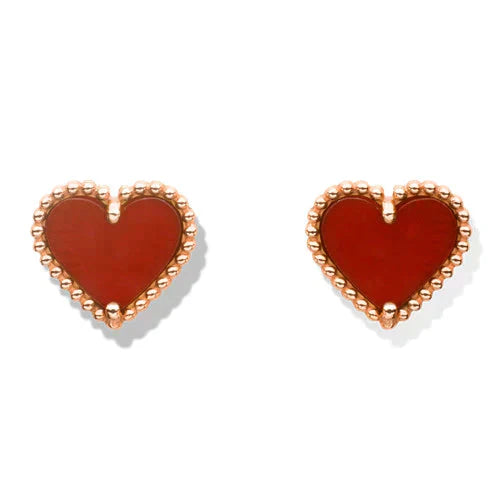 [Glow Jewelry]HEART CARNELIAN STUD EARRINGS