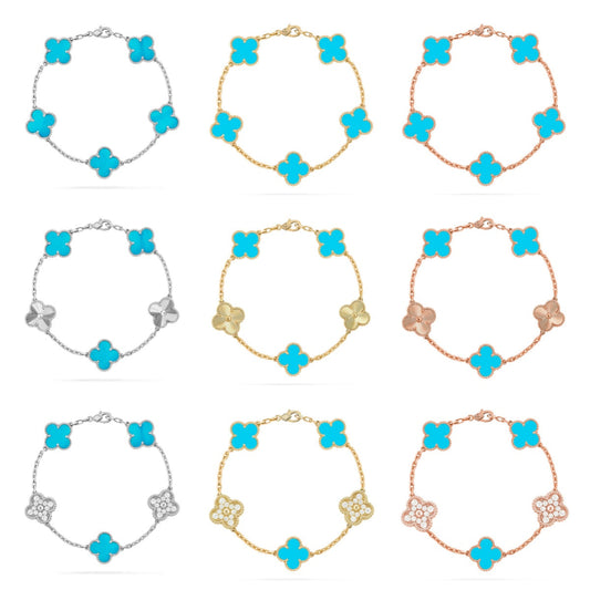 [Glow Jewelry]New  CLOVER 5 MOTIF TURQUOISE BRACELET COLLECTION
