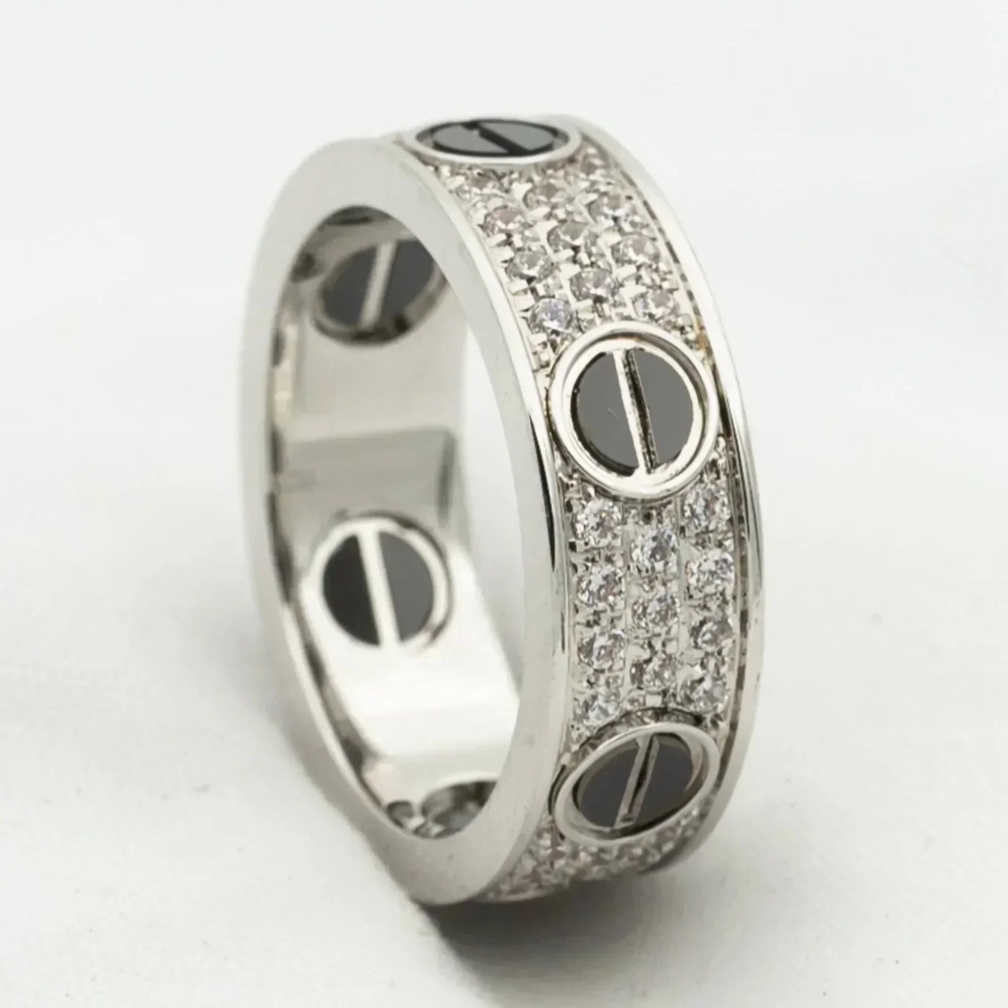 [Glow Jewelry]LOVE RING 5.5MM DIAMONDS PAVED CERAMIC