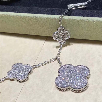 [Glow Jewelry]CLOVER 6 MOTIFS SILVER DIAMOND BRACELET