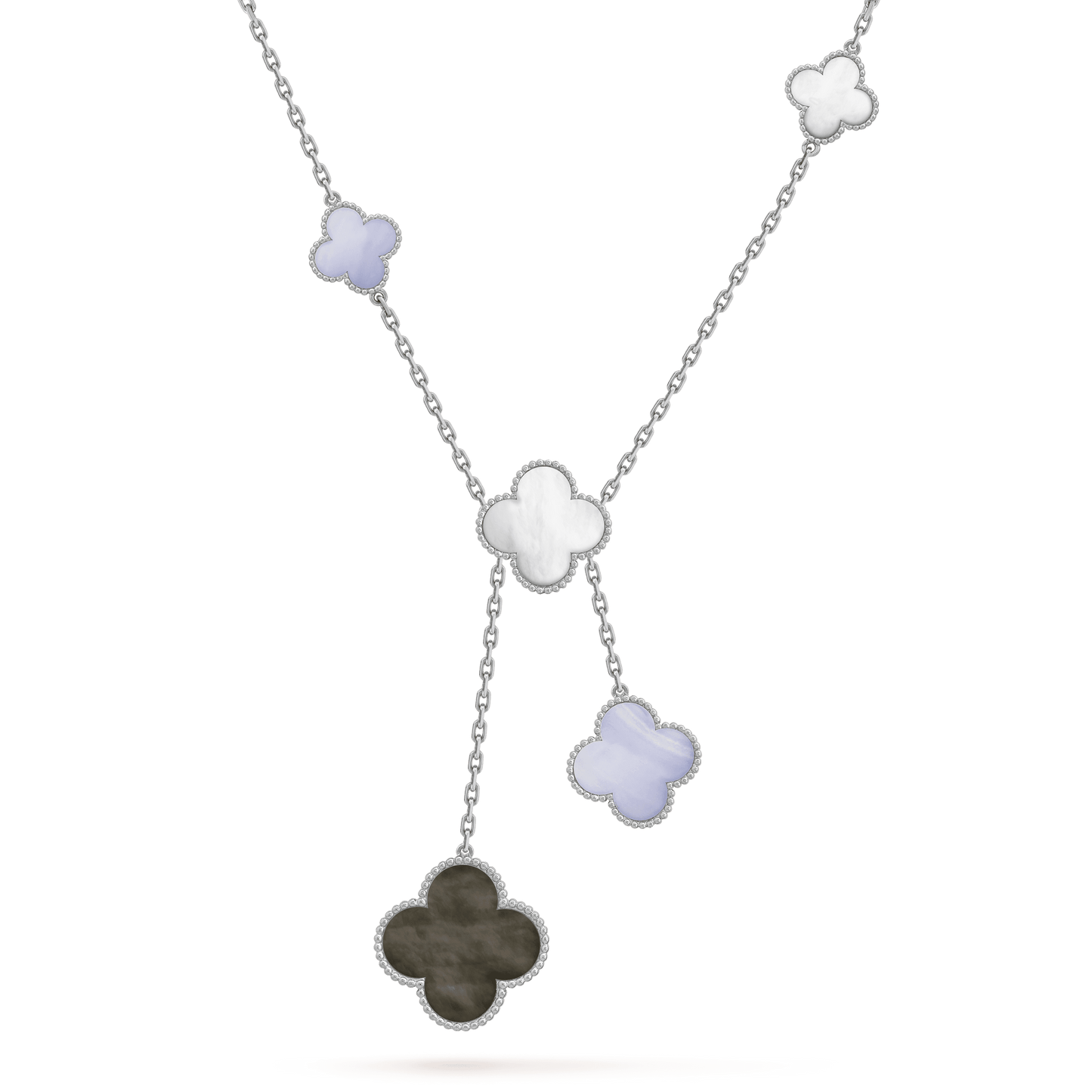[Glow Jewelry]CLOVER MOP CHALCEDONY NECKLACE SILVER 6 MOTIF