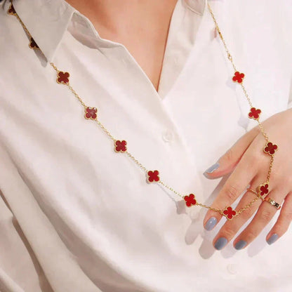 [Glow Jewelry]CLOVER 20 MOTIFS CARNELIAN NECKLACE
